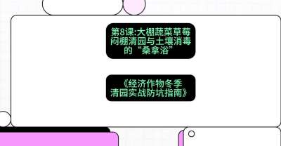 第8节：【大棚蔬菜草莓】闷棚清园与土壤消毒的&ldquo;桑拿浴&rdquo;，课程：《经济作物冬季清园&middot;实战防坑指南》#识农AI